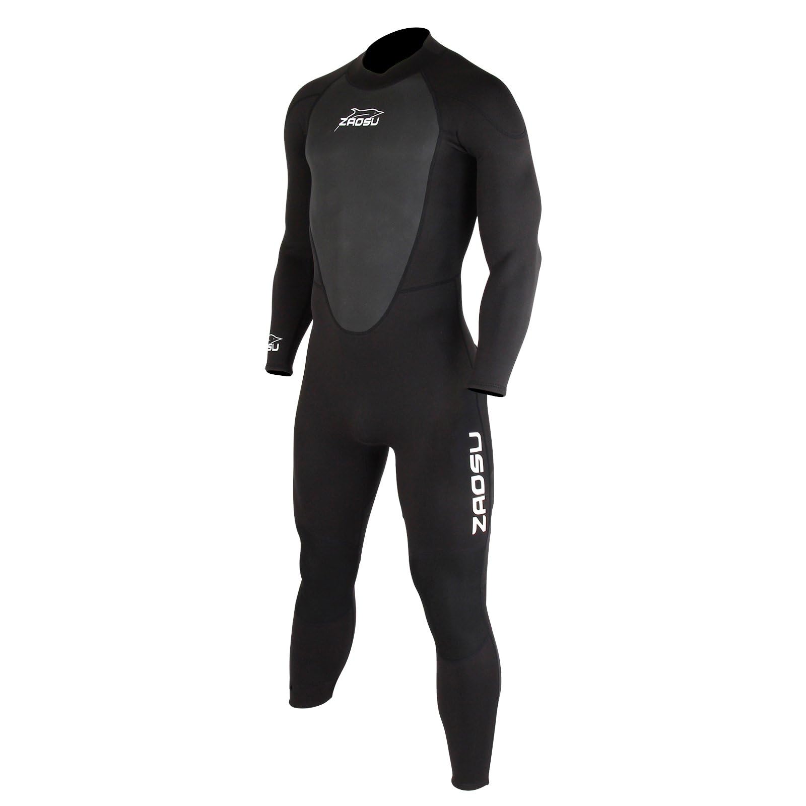 ZAOSU Neopren Fullsuit Aqua Essential | 3 mm Neopren - Schwarzer Freiwasser Neoprenanzug, Rückenreißverschluss, SUP, Schnorcheln, Surfen, Tauchen, Schwimmen