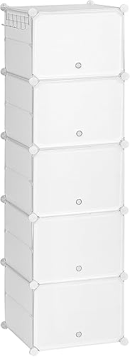 HOOBRO Organizador de zapatos, organizador de almacenamiento de 5 cubos con puerta, capacidad para 20 pares de zapatos, zapatero de 10 niveles,