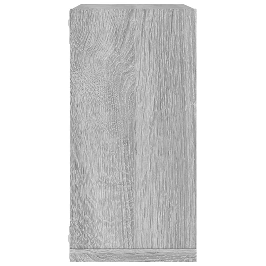 Set di 2 scaffali a cubo Sonoma grigio 30 x 15 x 30 cm, mensole da parete in legno sospese per soggiorno, camera da letto, ufficio, salvaspazio