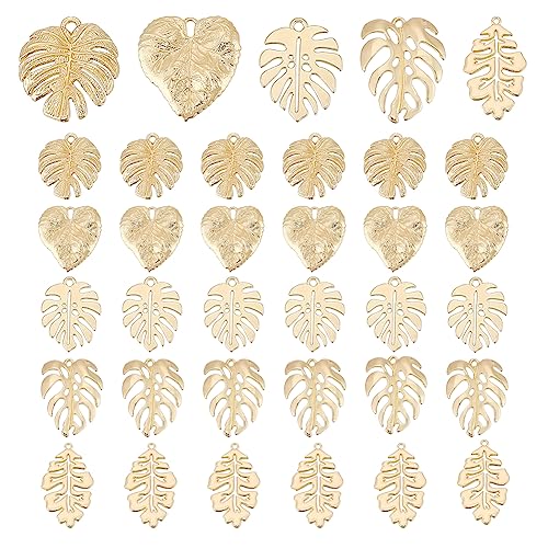 PH PandaHall 35Pcs Monstera Leaf Charms