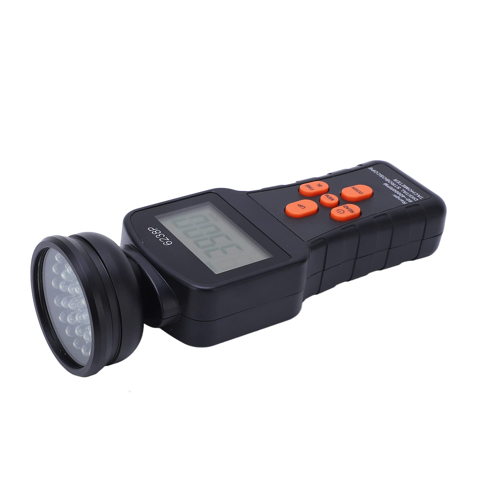 Fafeicy Stroboskop-Drehzahlmesser 6238P, Tragbarer Digitaler Hand-Umdrehungsmesser mit Großem LCD-Display für Drehzahlmessung 60–40.000 U/min, Industrielle Wartung