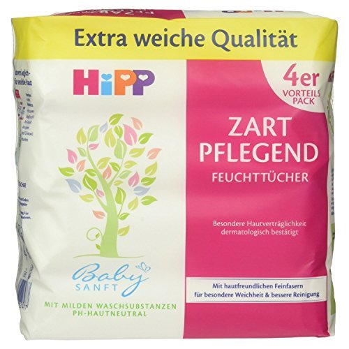 Preisvergleich Produktbild Hipp Babysanft Feuchttücher Zart pflegend, 4er Pack (4 x 56 Tücher)