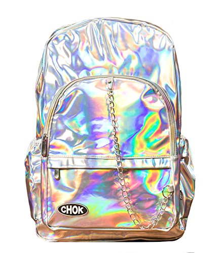 Chok Starlight - Zaino ologramma con protezione per computer portatile, unisex, con specchio olografico riflettente