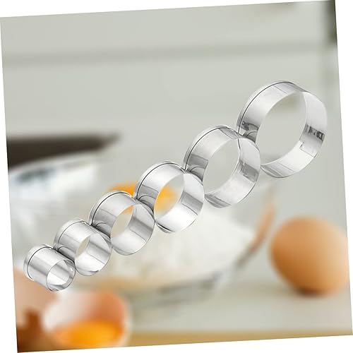 Miniatura 3 de Cortador de galletas de acero inoxidable, moldes redondos de mousse para hornear fondant, galletas de chocolate, postres no creativos, 6 uds