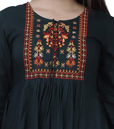Image of Women's Rayon Embroidery Work Flared Kurta