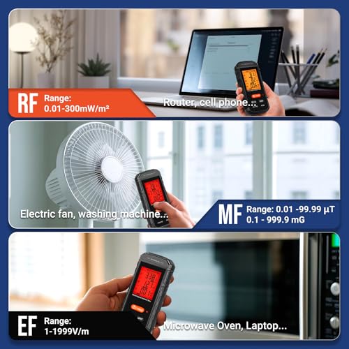 Image of EMF Meter, EMF Detector 3-in-1 Portable Electromagnetic Field Radiation Detector for EF, RF, MF, WiFi Signal, Suitable for Home, Office EMF Inspections and Ghost Hunting