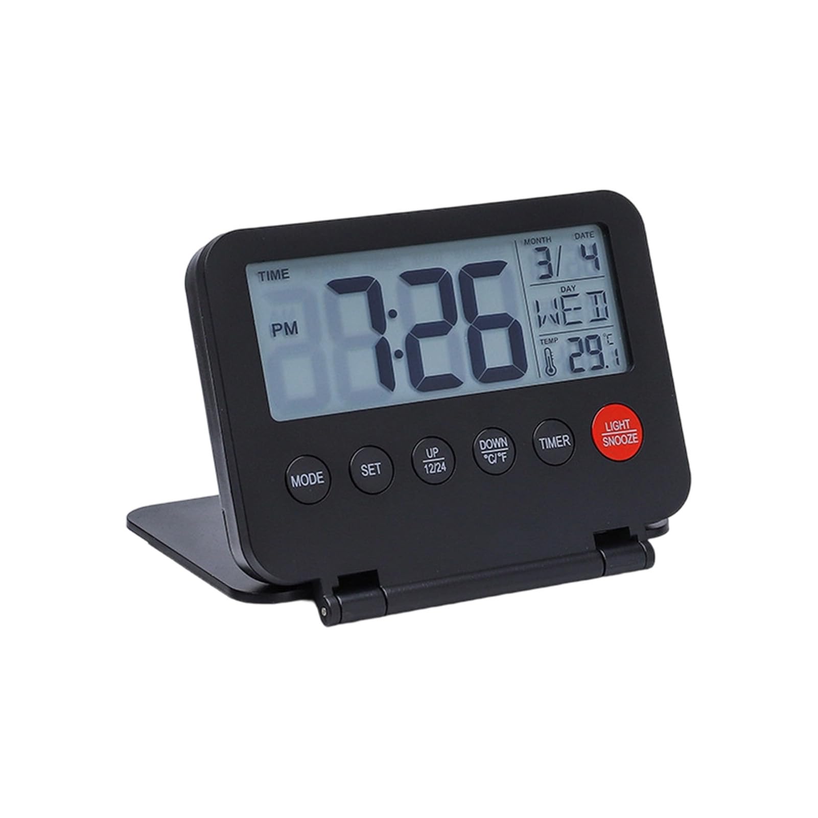 PUXZYAX Innovative Travel Alarm Clock Small Digital Clock Clear LCD Display Easy To Read LED Backlight Essential For Nighttime Visibility And Day Of Week. And