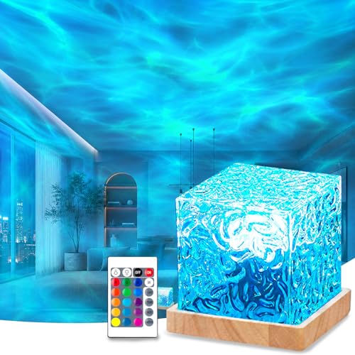 Image of Avkast Ocean Lamp Rechargeable,4.5 inch Mood Lighting Ambient Lighting with 16 Colors and Dynamic Ripple Effect, Ocean Wave Projector Light LED Night Lights for Bedroom Bathroom Room Decor