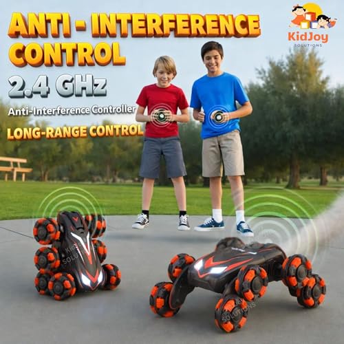 Image of RC Stunt Car 8 Wheels Gesture Sensing Drift Smoke Toy 8Wd Rechargeable Remote Control Racing Cars 360 Rotating LED Lights Hand Crawler Toy Gift for Kids Boys Adults 5+ Years