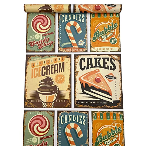 Yifasy 2 Pack Vintage Shelf Liners Cake Poster Drawer Cabinets Furniture Decor Papers Dessert Wallpapers Pvc Self Adhesive 17.7 Inch Wide #TOP8