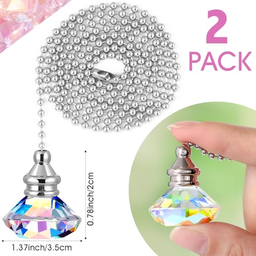 Image of Jovitec 2 Pcs Ceiling Fan Light Pull Chain, Rainbow Color