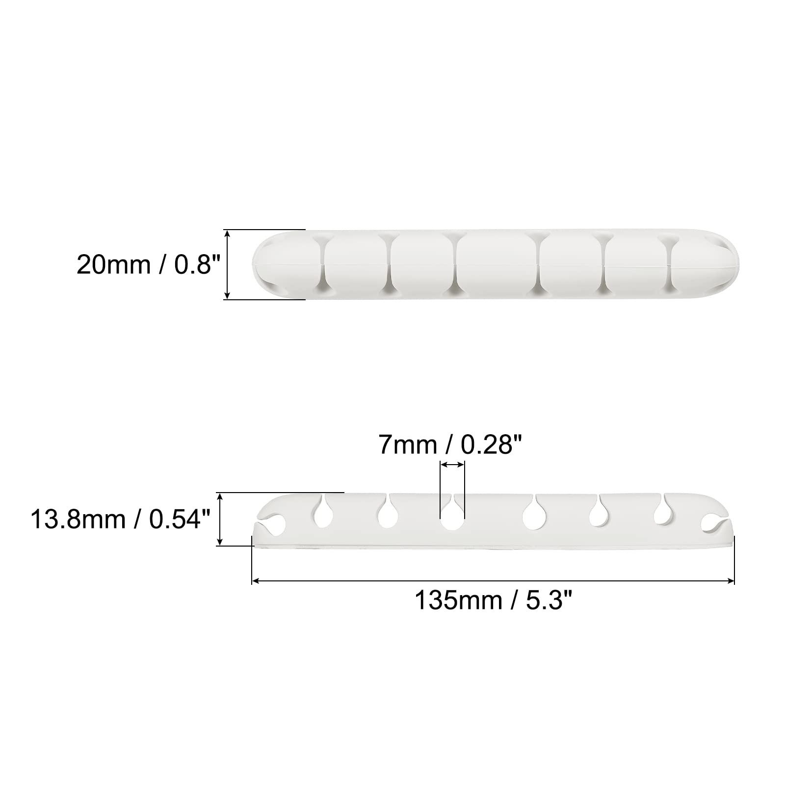 MECCANIXITY Cable Clips Cord Organizer for Desk, 8 Slots Silicone Adhesive Cord Holders Organizer Cable Management for USB Charging Cable, White