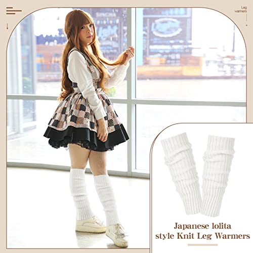 Eurzom 3 Pairs Kawaii Winter Knitted Japanese Style Leg Warmers Knee High Loose Socks Y2k Harajuku Leg Warmers for Girls4