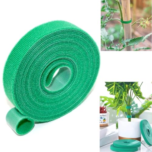 Fovakabo 16.4 Feet Green Garden Tape Plant Ties 1/2'' Wide Garden Ties Plant Tape for Climbing Plants Reusable Gardening Plant Tape Support Strap for Flowers, Vines, Tomatoes Support Tape(16.4ft)