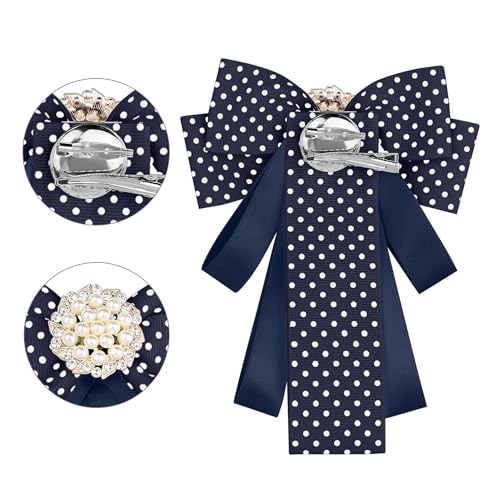 Image of Ribbon Polka Dots Bow Ties Cute Bowties for Women, Clip Fashion Collar Decoration
