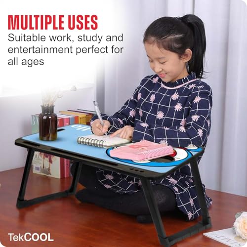 Image of TEKCOOL Wood Smart Multipurpose Foldable Laptop Table with Cup Holder,Study Table,Bed Table,Breakfast Table,Foldable and Portable /Ergonomic & Rounded Edges /Non-Slip Legs (doremon)'