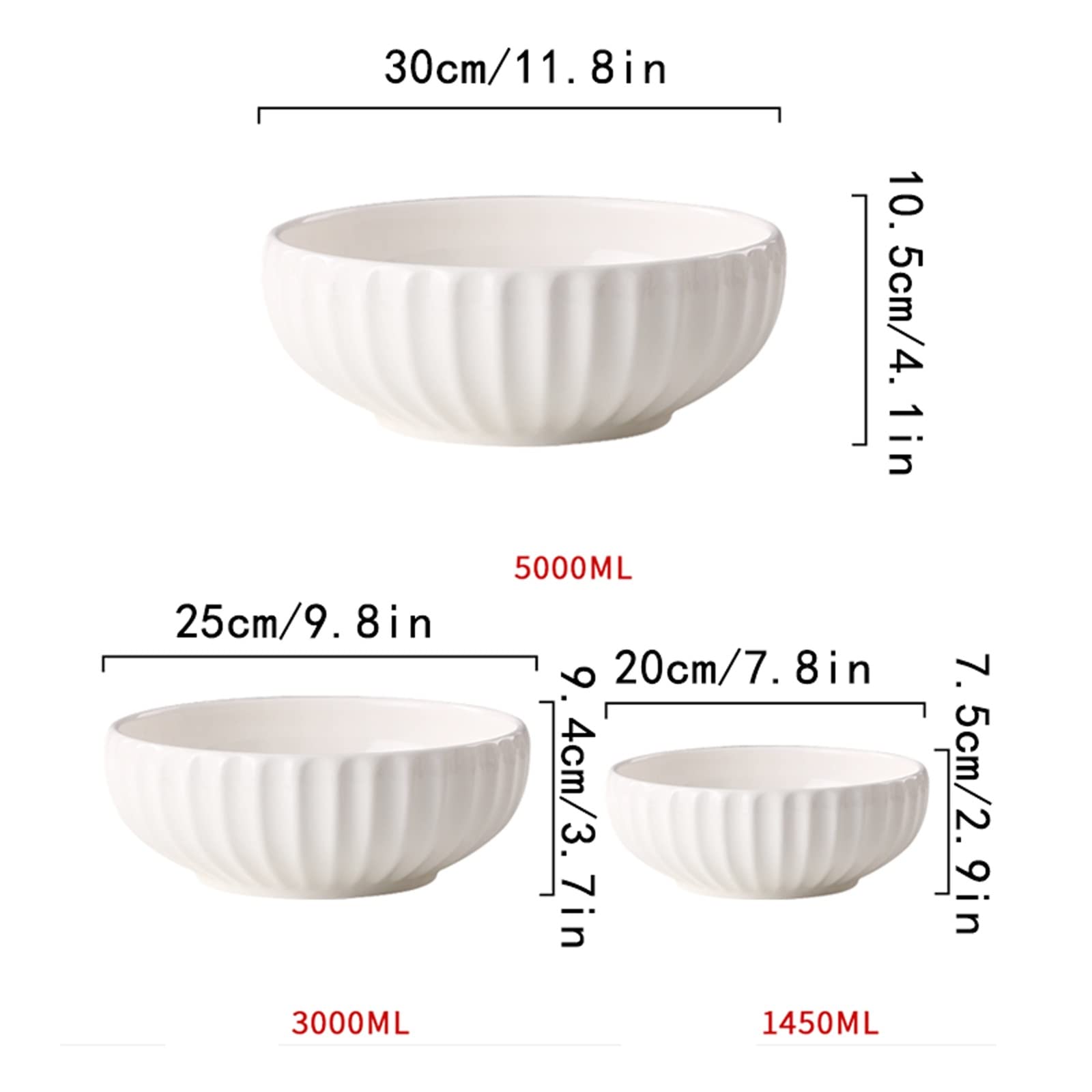 CFWSHJ Miski do sałatek Porcelanowe miski, ceramiczne miski do zupy, duża miska jako miski do ramenu, miski do sałatek, do płatków owsianych, kuchenne miski na zupę (jeden kolor 5000 ml)
