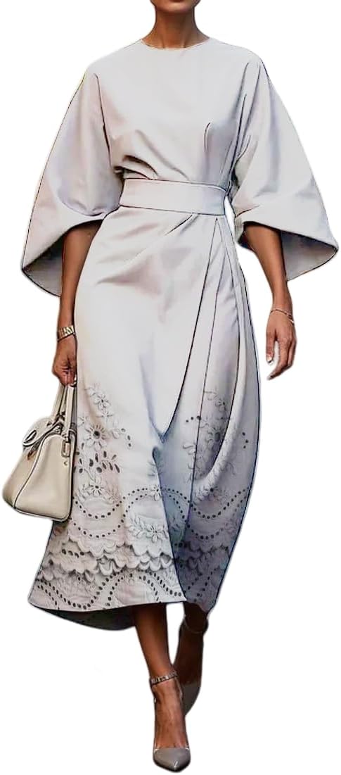 2025 Trendy Long Dress Floral Ocean Timeless Elegant Dress Lady