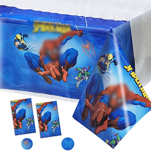 2 Pack Superhero Spider Themed Birthday Party Decorations Spider Tablecloth Table Cover Superhero Party Supplies for Kids