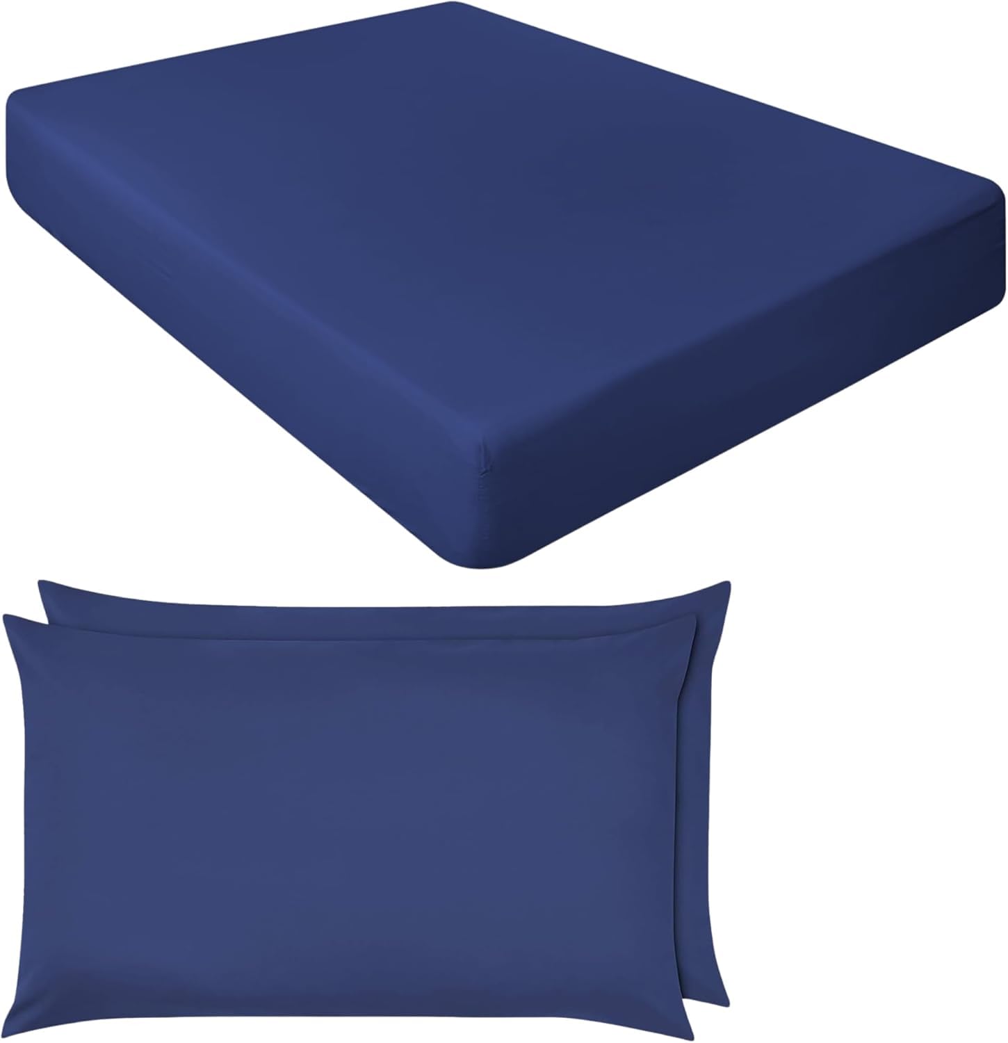 Extra Deep Fitted Sheets 16"/40CM Deep Luxury Percale in 15 Colours (Navy, Single + Pillowcase Pair) — image 1
