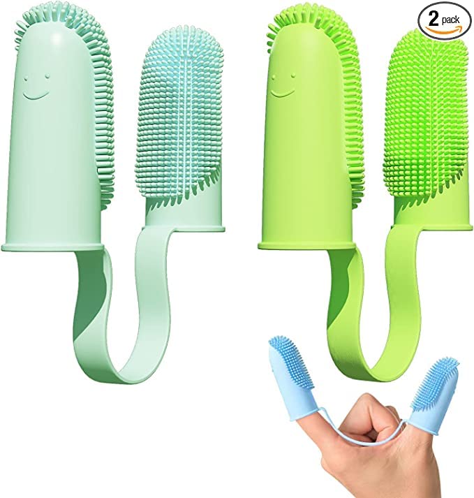 SHOPONIL Dog Toothbrush with 135-Surround Bristles Easy Teeth Cleaning and Double-Finger Toothbrush Dental Care Ideal for Puppies, Cats, and Small Pets (Multicolor)