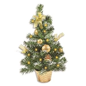 Riffelmaker Versierde mini-kerstboom, 50 cm, kleur naar keuze, met lichtketting, linten en kerstballen