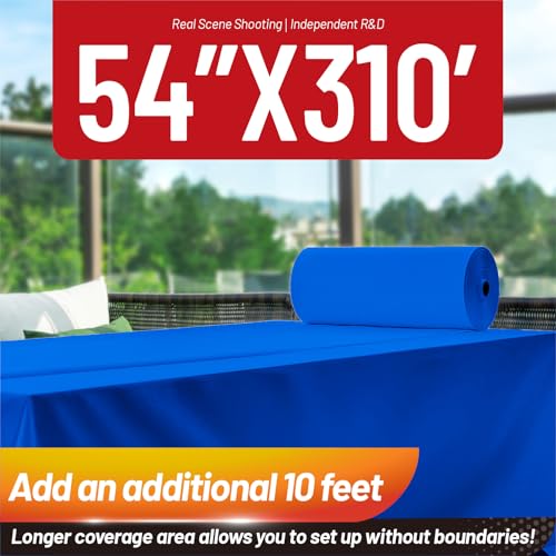 Image of Plastic Table Cloth Roll, 310 Ft X 54 in Disposable Tablecloth Roll | Royal Blue Tablecloth PEVA Plastic Table Cloth Disposable with Cutter Table Cover Roll for Party, Graduation, Baby Showers
