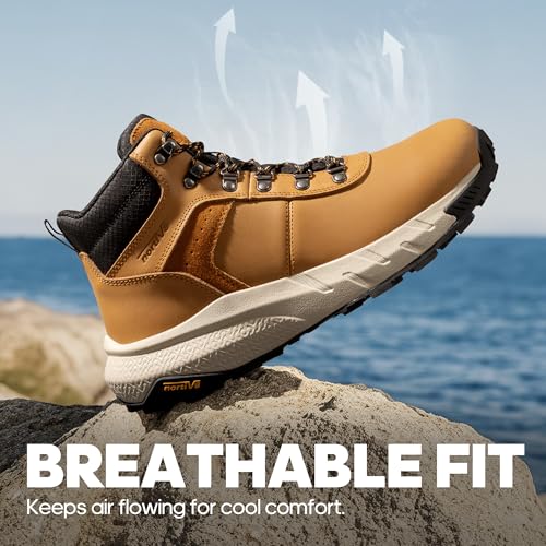 NORTIV 8 Men's Waterproof Hiking Boots Lightweight Outdoor Mid Trekking Leather Shoes DriftShield,Size 9.5,Brown,NMUMHB2505