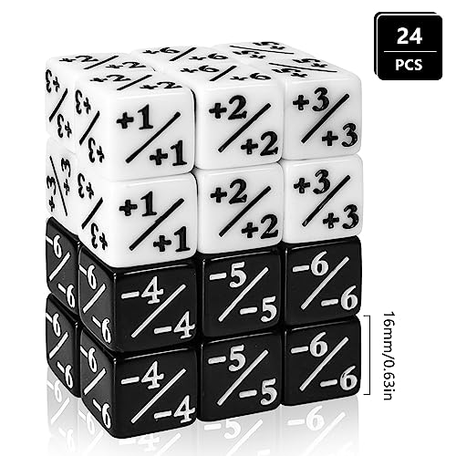 24 Stück MTG Würfelzähler Token Würfel, Magic The Gathering Glitter Sparkle Dice, Loyalty Starry Marble D6 Dice Cube Compatible with MTG, CCG, Card Gaming Accessory (Black & White)