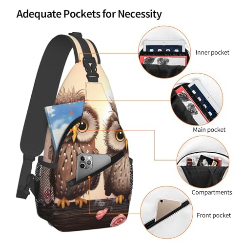 Cute Owls bolso cruzado para pecho negro para hombre y mujer miniatura 4