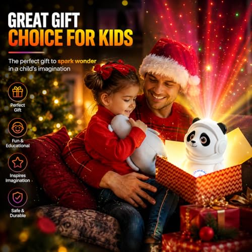Image of One94Store Space Panda Star Projector Lamp with Bluetooth Speaker | Galaxy Night Light for Bedroom | Laser + LED Dual Light | USB Powered | Touch Control | Kids Night Lamp for Home Decor & Gifting