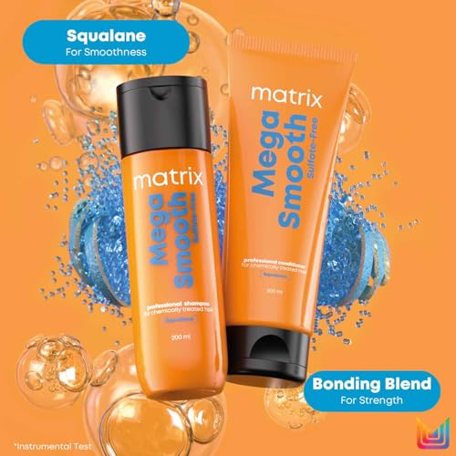 Image of Matrix Mega Smooth Sulfate-free Shampoo with Squalene and Bonding Blend for Gentle Cleansing and Bond Repair| Smoothens Hair | Safe for Chemically Treated Hair 200ml
