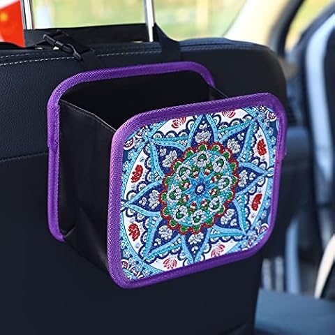 VVBAOZI 5D DIY Diamond Art Car Storage Box Organizer Foldable Multi-Function Car Storage Bins for Back Seat Crystal Rhinestones diamond painting storage bag organizer for Car (Size:11.8"*11.8'') Cover