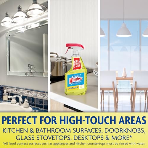 Windex Multipurpose Cleaner Disinfectant Spray Bottle, Fast Clean Surface Cleaner, Citrus Scent, 23 Fl oz