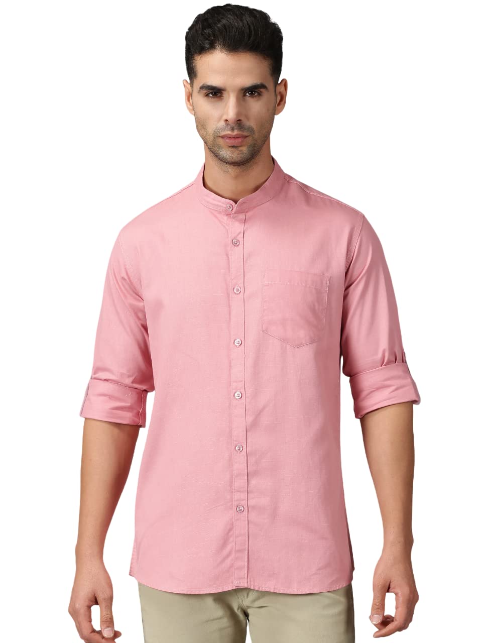 Swag RiderCotton Mandarin Collar Plain Shirt for Men's Powered by United 18