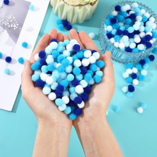image for SEPGLITTER Blue Pom Poms Balls, 1000Pcs 1 cm/0.4 inch Hanukkah Blue Co