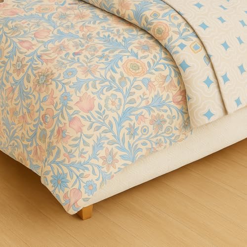 Image of Signature Reversible Super Soft Double Bed Comforter /Quilt Set 350 GSM - 88x90 inches | King Size Fitted Elastic Bed Sheet with 2 Pillow Covers | All-Season Ultra Cozy Bedding Set (Royal Amara)