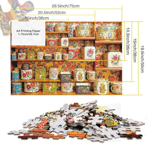 Puzzle retro de 1000 piezas sobre estantes de madera para regalar 5