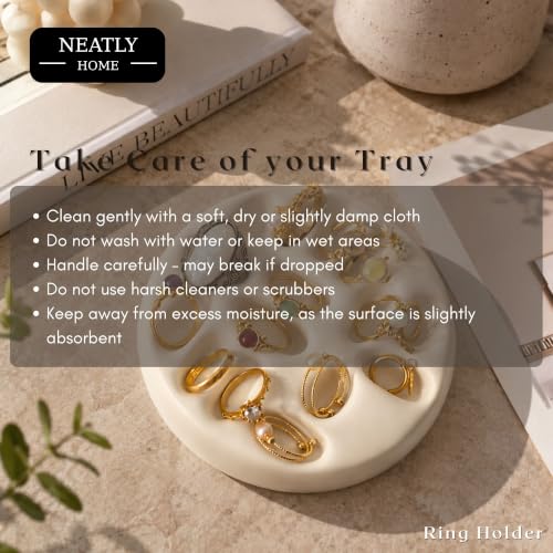 Image of Aesthetic Handmade Ring Holder Trinket Tray Handmade | Jewelry Organizer | Vanity Tray for Women | Minimalist Home Decor, Candle Holder & Multipurpose - 10 x 10 cm