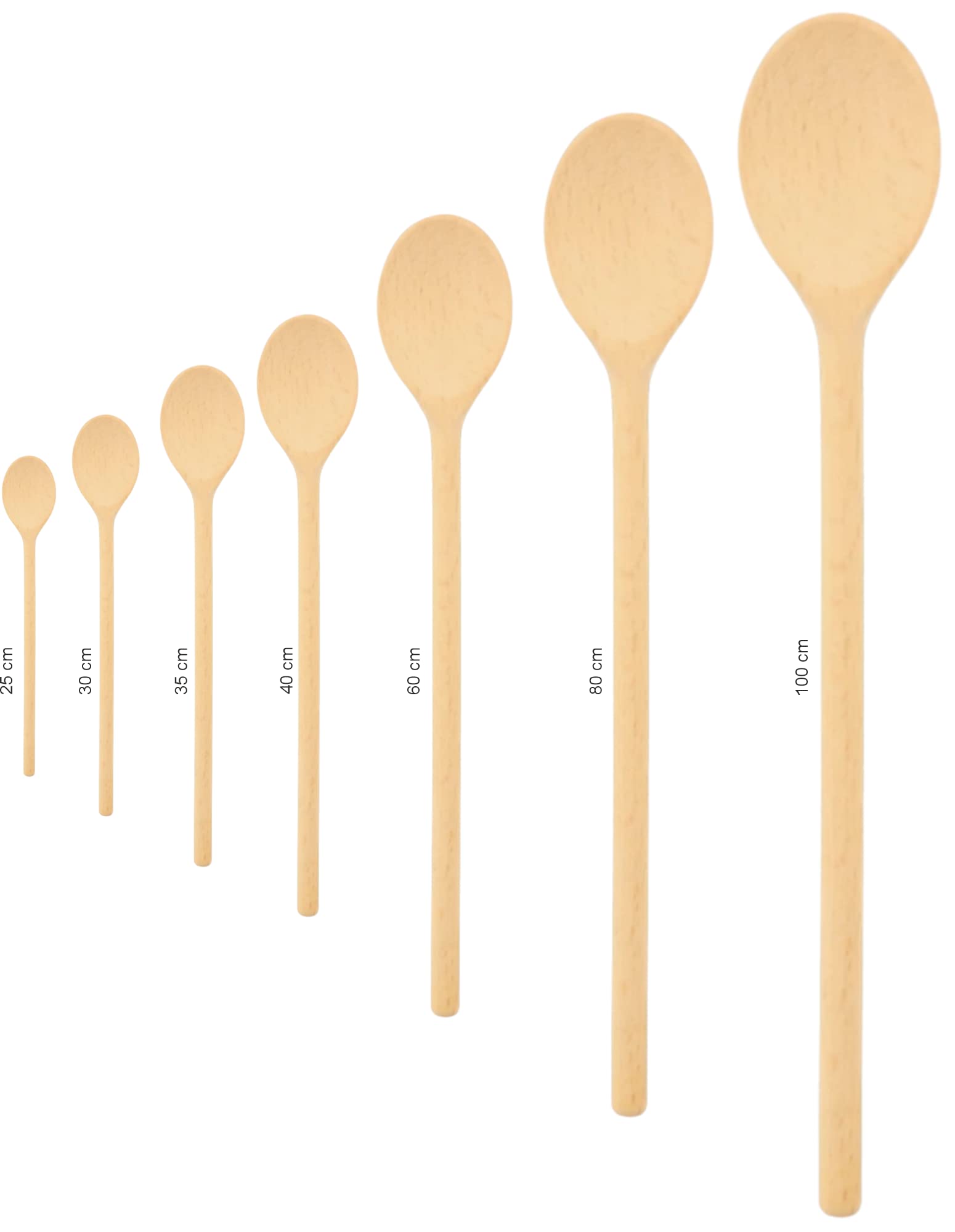 teemando® 100 X stabiler, ovaler Marken-Kochlöffel aus Holz, 25 cm, Kochlöffel zum Kochen und Backen
