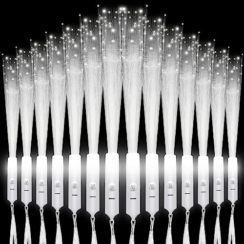 Junkin 200 Pcs White Fiber Optic Wands for Wedding Bulk Glow Stick Light LED Wands with Constant Light Mode for Reception Wedding Birthday Party Favors