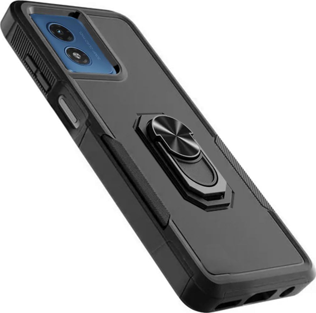 SaharaCase ArmorPro Kickstand Case for Motorola Moto G Play (2024) - Heavy-Duty Design, Built-in Kickstand, Ergonomic Closed-Button Design and Triple-Hardened TPU (Scorpion Black)