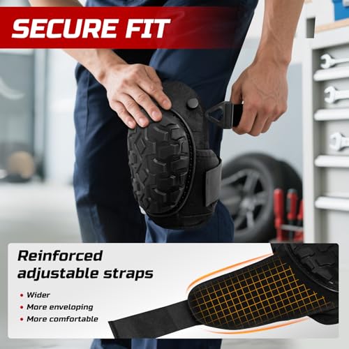 Image of Gel Knee Pads for Work, Professional Knee Pads for Men Women with Soft Foam, Heavy Duty Cap, Adjustable Straps, Quick-Fasten Buckle for Construction, Gardening, Welding, Roofing, Cleaning