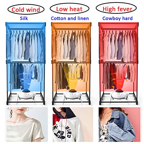 Sèche-linge pliable à 2 couches 1600W avec télécommande et roulettes