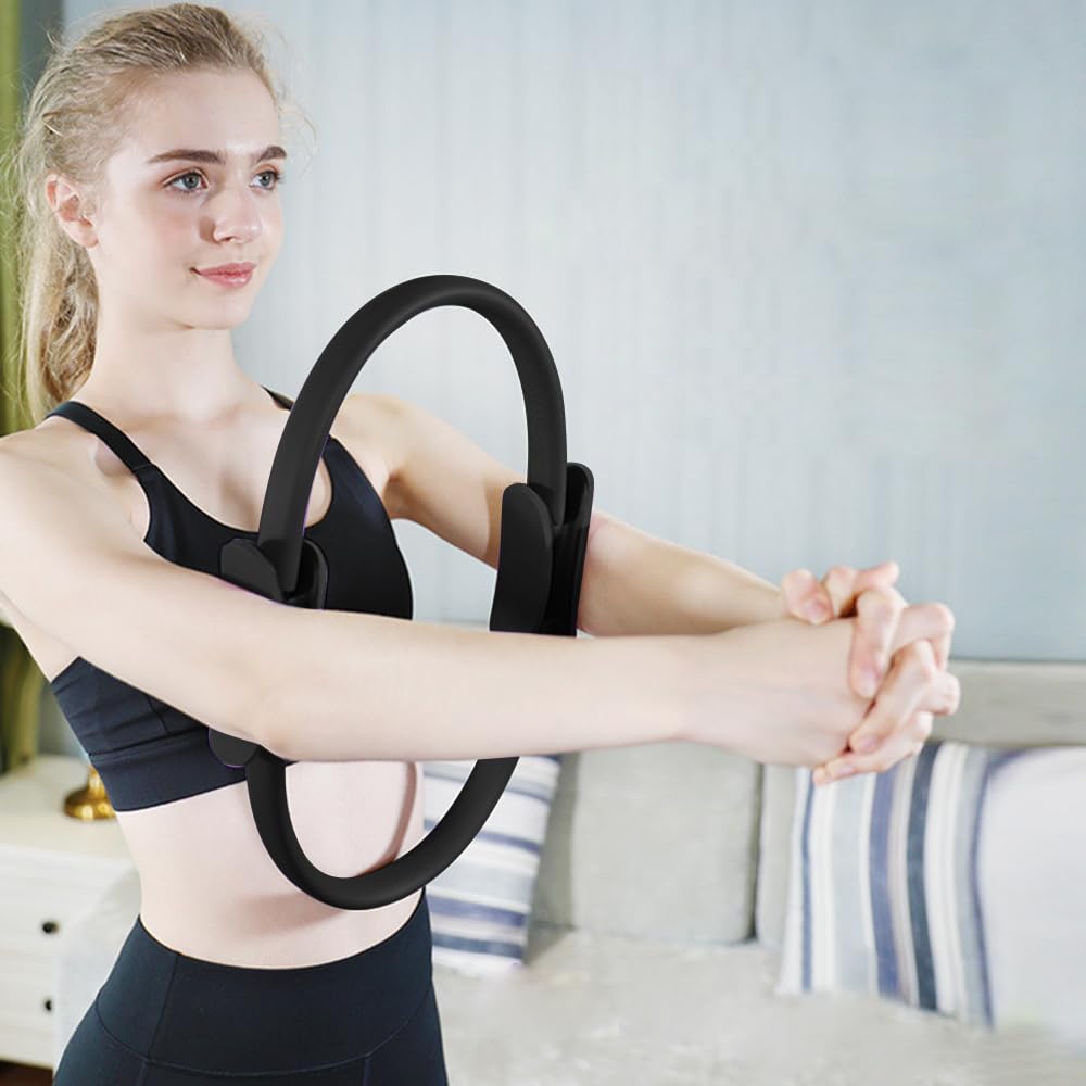Pilates Set, 11 Teilige Pilates Zubehör, Yoga Set Mit Yoga Gurt Widerstandsring, Pilatesball, Stärken des Rumpfes Und Fitness, Für Bauch Beine Po Heimtraining Und Studio-Workout (Schwarz)