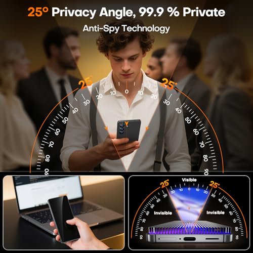 Image of TOCOL for Samsung Galaxy S24 FE Privacy Screen Protector | Easy Installation, 25 Anti Spy, Data Protection, 9H+ Tempered Glass, 8FT Military Grade Shatterproof, Anti-Scratch, 2 Pack