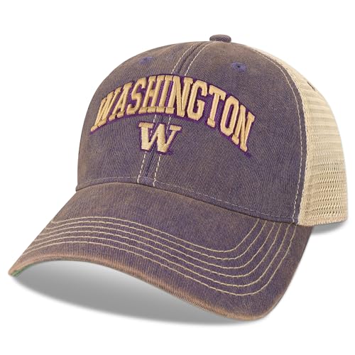 Legacy NCAA Officially Licensed Baseball Hat Washington Huskies Lightweight Cap for Men & Women Old Favorite Trucker Adjustable (OFA) Purple Trucker One Size Fits Most Snapback Closure