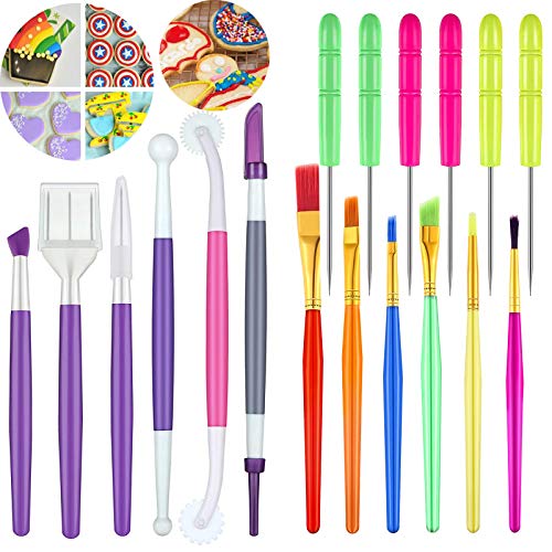 18pc Baking Decorating Tool Set CookieCakeMuffin Decoration Brushes Cookie Needles Scribbler Fondant Cake Decorating Sculpting Modeling Tools Set
