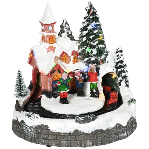 HOMCOM Pueblo Navideño Iluminado con Luces LED 20x19,5x20 cm Multicolor