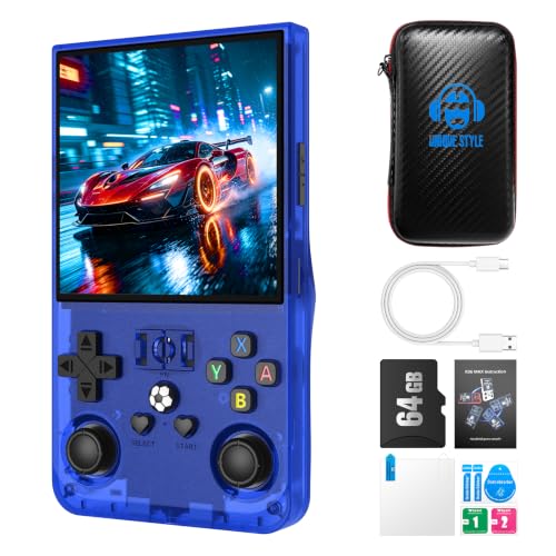 Image of RX36 Retro Handheld Game Console with 4.0-in HD IPS Screen,Classic Video Games,Linux-Powered with 64GB Classic Video Games,4000mAh Rechargeable Battery-Blue